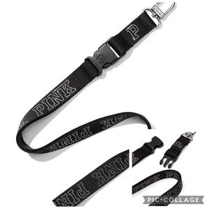 PINK Victoria's Secret Black Key Holder Lanyard